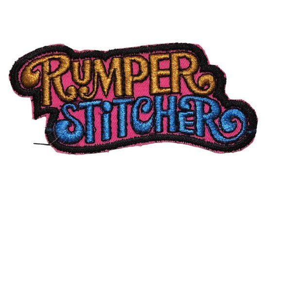 Vintage Rumper Stitcher Hippie Embroidered Sew Iron On Patch Pink Blue Hallmark - Picture 4 of 4